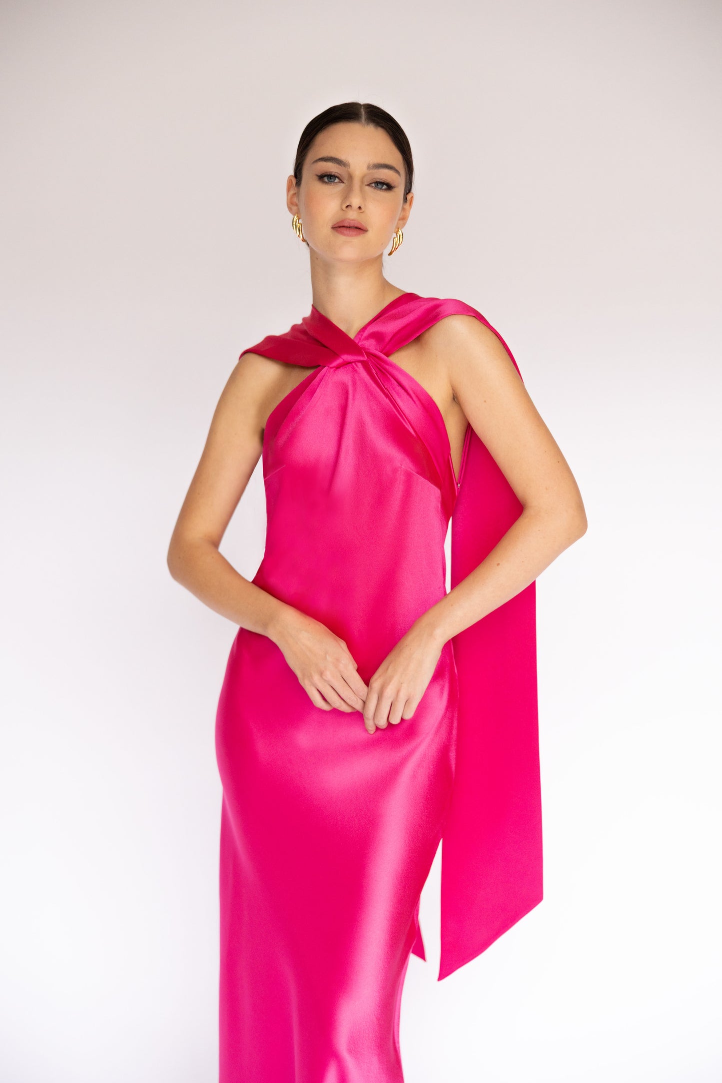 Twist Scarf Drape Maxi Dress