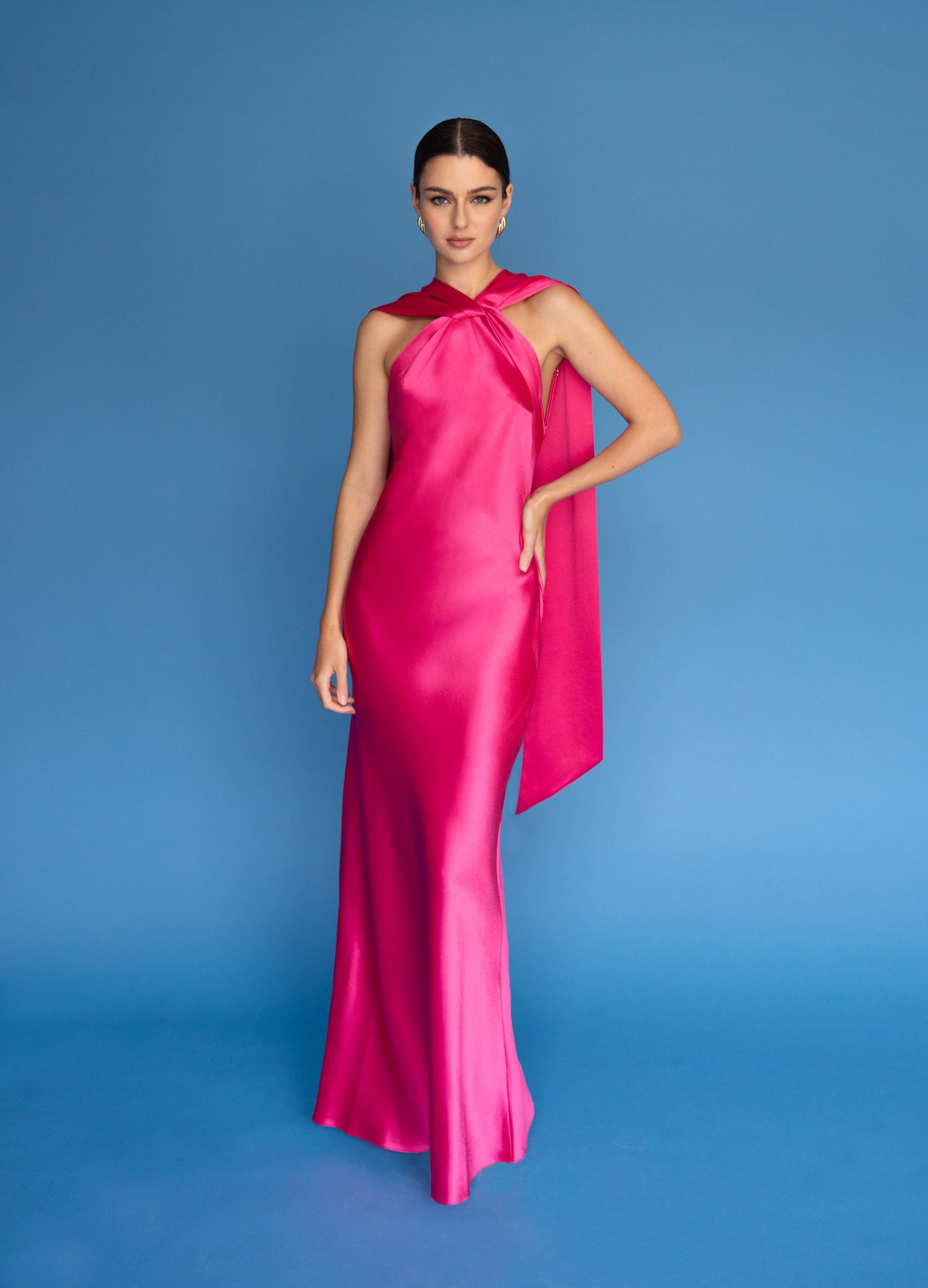 Twist Scarf Drape Maxi Dress