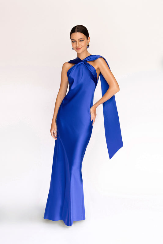 Twist Scarf Drape Maxi Dress