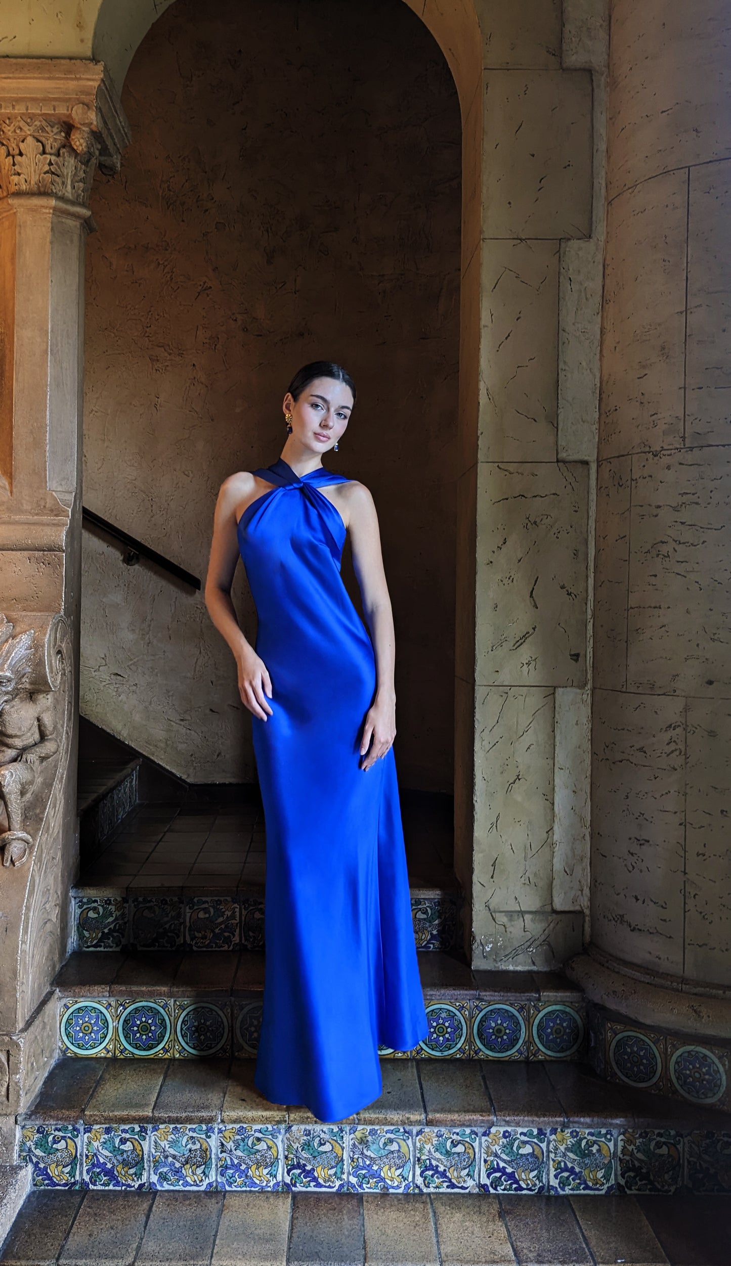 Twist Scarf Drape Maxi Dress